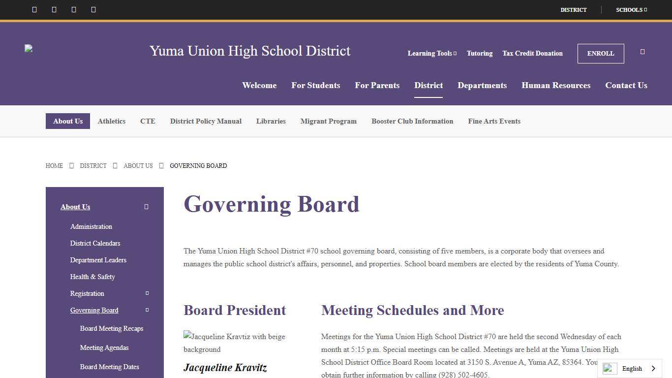 Governing Board - Yuma Union High School District